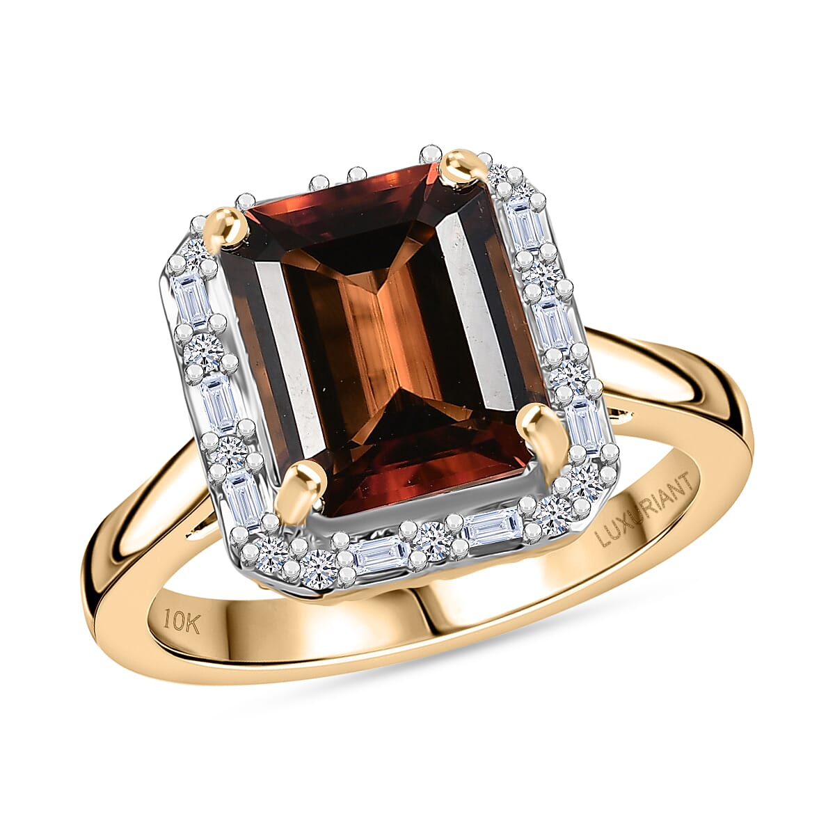 AAA Byzantine Tourmaline and G-H SI Luxuriant Lab Grown Diamond 3.84 ctw Ring in 10K Yellow Gold (Size 7.0) image number 0