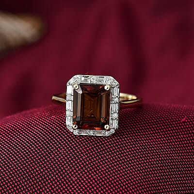 Certified & Appraised AAA Byzantine Tourmaline and G-H SI Luxuriant Lab Grown Diamond 3.84 ctw Ring in 10K Yellow Gold (Size 7.0)