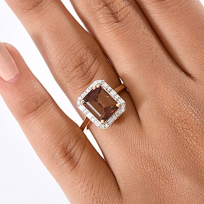 Certified & Appraised AAA Byzantine Tourmaline and G-H SI Luxuriant Lab Grown Diamond 3.84 ctw Ring in 10K Yellow Gold (Size 7.0)