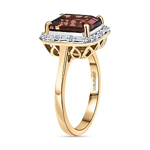 Certified & Appraised AAA Byzantine Tourmaline and G-H SI Luxuriant Lab Grown Diamond 3.84 ctw Ring in 10K Yellow Gold (Size 7.0)