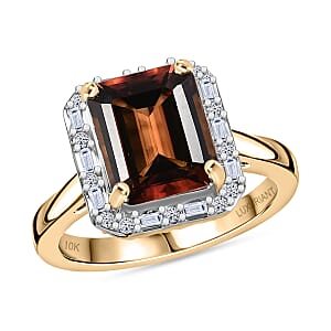 AAA Byzantine Tourmaline and G-H SI Luxuriant Lab Grown Diamond 3.84 ctw Ring in 10K Yellow Gold (Size 8.0)