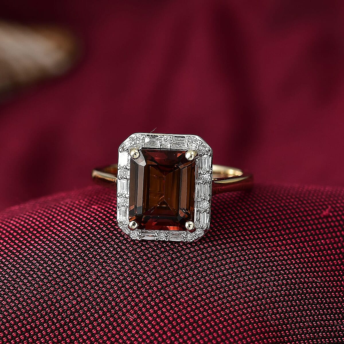 10K Yellow Gold AAA Byzantine Tourmaline, Luxuriant Lab Grown Diamond (G-H, SI) (0.20 cts) Ring (Size 8.5) 3.84 ctw image number 1