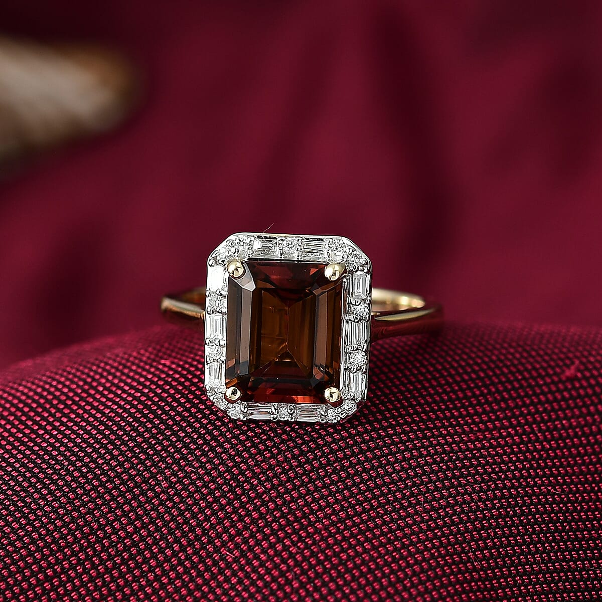 Certified & Appraised AAA Byzantine Tourmaline and G-H SI Luxuriant Lab Grown Diamond 3.84 ctw Ring in 10K Yellow Gold (Size 9.0) image number 1