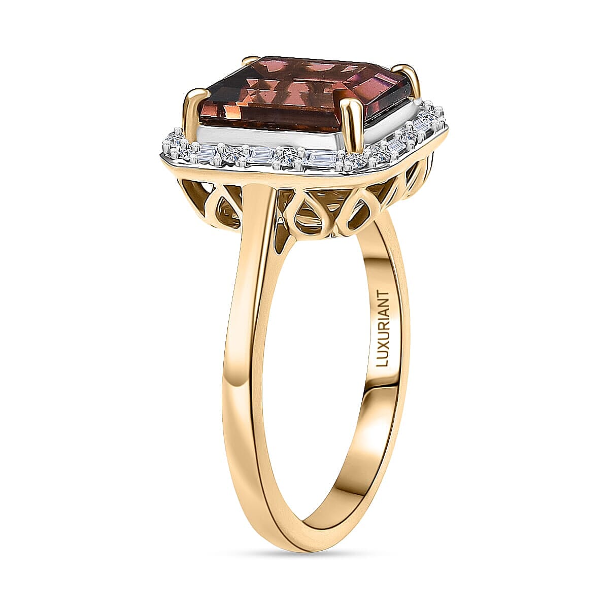 10K Yellow Gold AAA Byzantine Tourmaline, Luxuriant Lab Grown Diamond (G-H, SI) (0.20 cts) Ring (Size 9.5) 3.84 ctw image number 3