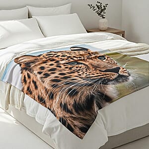 Livmore Yellow Leopard Pattern Digital Printed Flannel Blanket