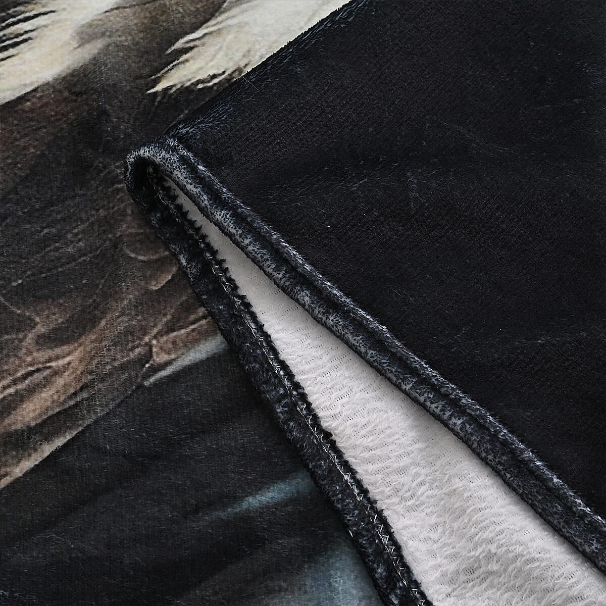 Livmore White Eagle Pattern Digital Printed Flannel Blanket image number 4