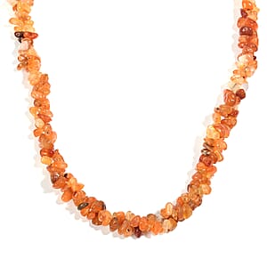 EverTrue Carnelian 375.00 ctw Chips Necklace in Platinum Bond 20 Inches
