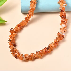 EverTrue Carnelian 375.00 ctw Chips Necklace in Platinum Bond 20 Inches