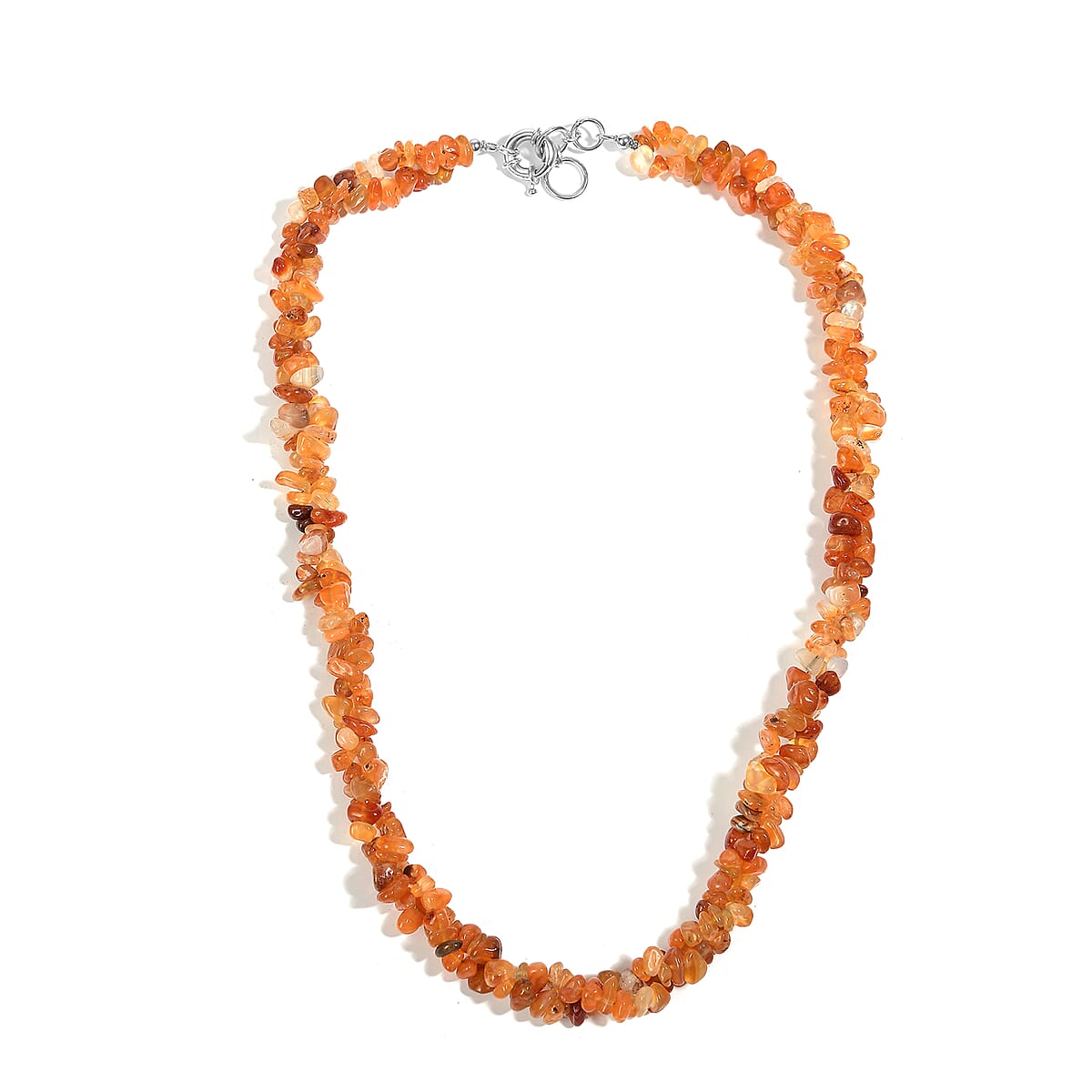 EverTrue Carnelian 375.00 ctw Chips Necklace in Platinum Bond 20 Inches image number 3