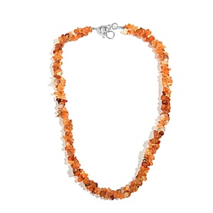 EverTrue Carnelian 375.00 ctw Chips Necklace in Platinum Bond 20 Inches