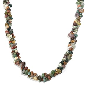 EverTrue Indian Agate 365.00 ctw Chips Necklace in Platinum Bond 20 Inches