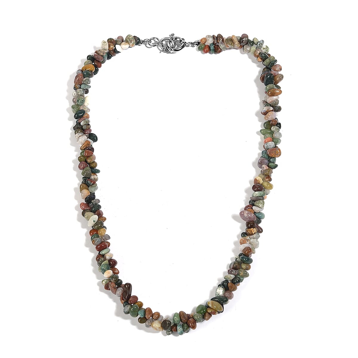 EverTrue Indian Agate 365.00 ctw Chips Necklace in Platinum Bond 20 Inches image number 3