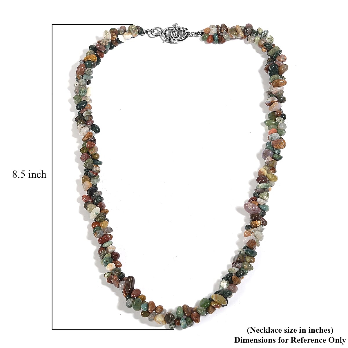 EverTrue Indian Agate 365.00 ctw Chips Necklace in Platinum Bond 20 Inches image number 5