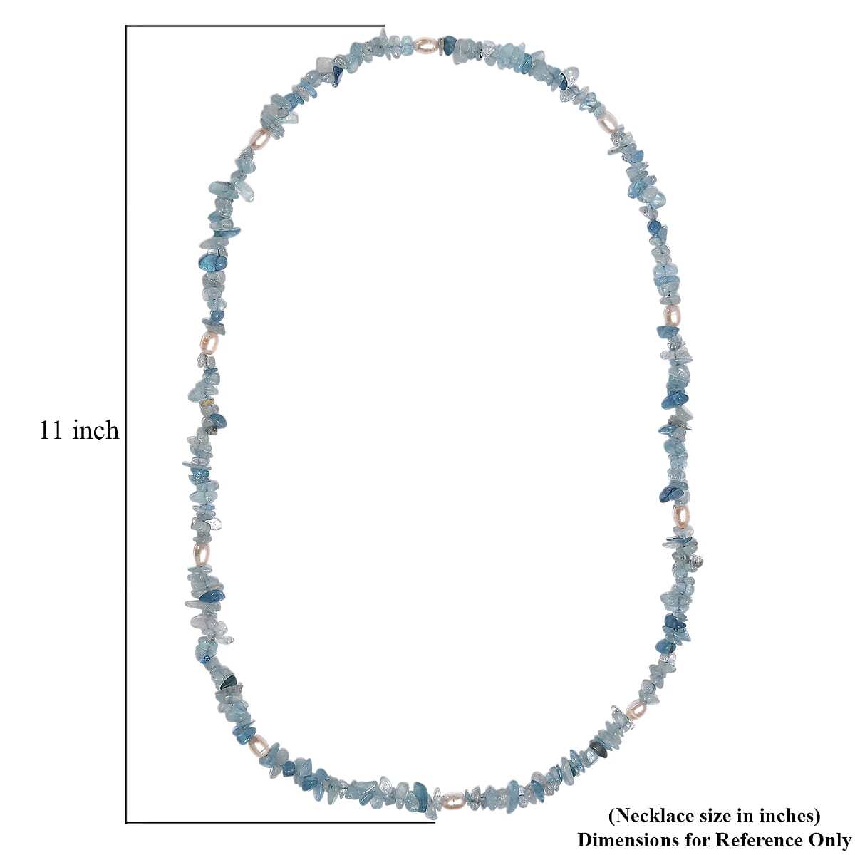 Aquamarine Chips 275.00 ctw and Freshwater Pearl Necklace 28 Inches image number 5