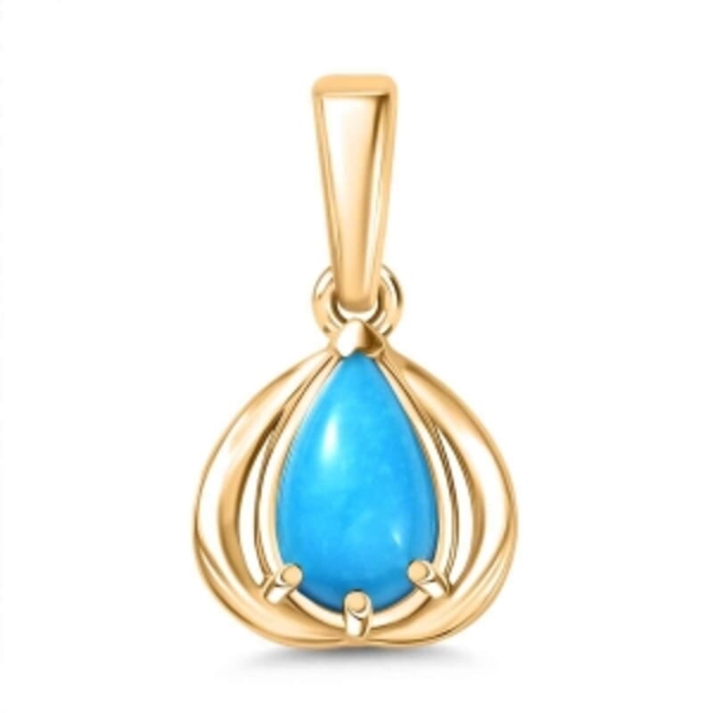D'Joy Sleeping Beauty Turquoise 0.95 ctw Pendant in 18K Vermeil Yellow Gold Over Sterling Silver