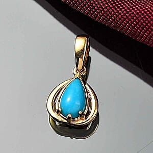 D'Joy Sleeping Beauty Turquoise 0.95 ctw Pendant in 18K Vermeil Yellow Gold Over Sterling Silver
