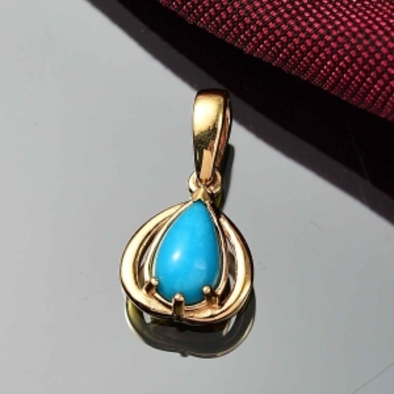 D'Joy Sleeping Beauty Turquoise 0.95 ctw Pendant in 18K Vermeil Yellow Gold Over Sterling Silver