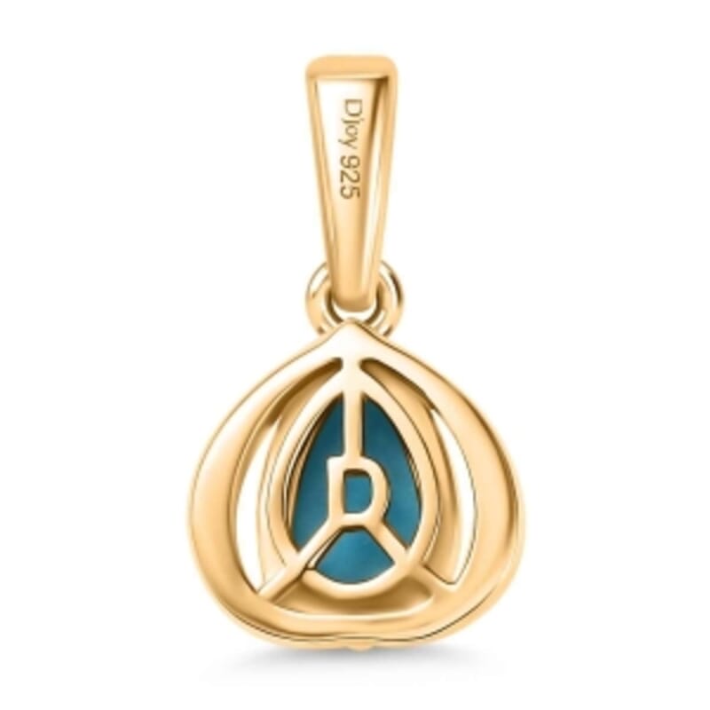 D'Joy Sleeping Beauty Turquoise 0.95 ctw Pendant in 18K Vermeil Yellow Gold Over Sterling Silver