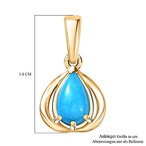 D'Joy Sleeping Beauty Turquoise 0.95 ctw Pendant in 18K Vermeil Yellow Gold Over Sterling Silver