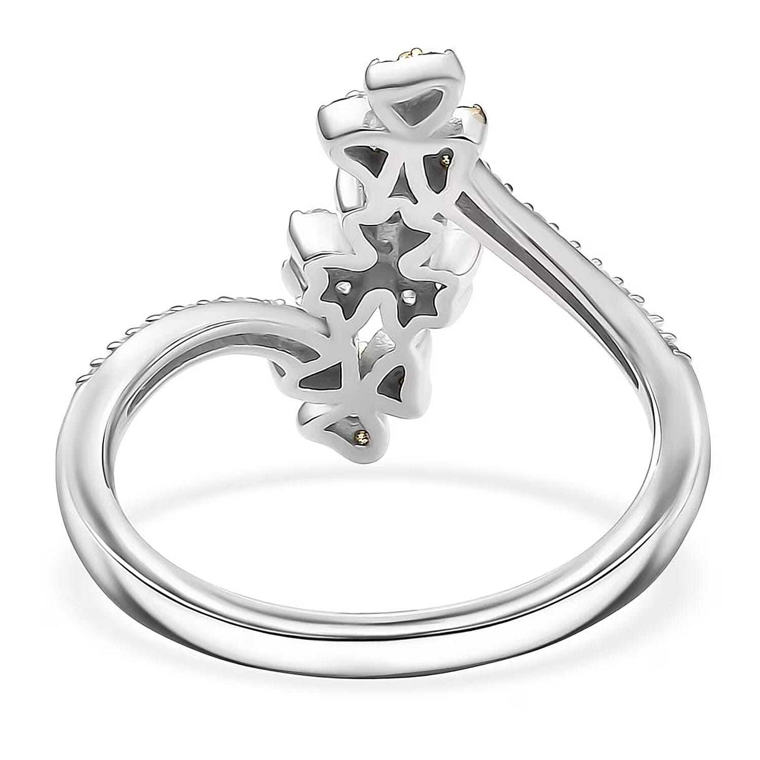 Luxuriant Lab Grown Yellow Diamond, Lab Grown Diamond (VS) Floral Ring in Rhodium Over Sterling Silver 0.33 ctw (Size 6.0)
