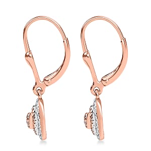 D'Joy Natural Pink and White Diamond I3 0.33 ctw Heart Earrings in 18K Vermeil Rose Gold Over Sterling Silver
