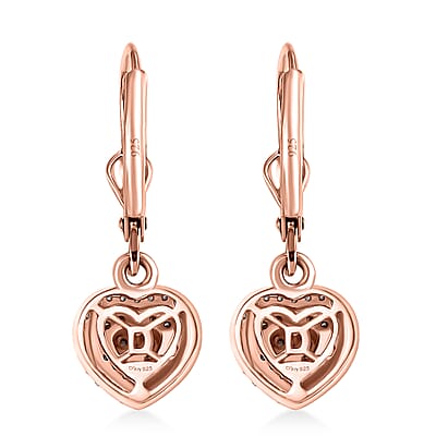 D'Joy Natural Pink and White Diamond I3 0.33 ctw Heart Earrings in 18K Vermeil Rose Gold Over Sterling Silver
