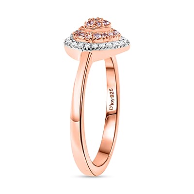 D'Joy Natural Pink and White Diamond I3 0.25 ctw Heart Ring in 18K Vermeil Rose Gold Over Sterling Silver (Size 10.0)