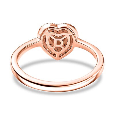 D'Joy Natural Pink and White Diamond I3 0.25 ctw Heart Ring in 18K Vermeil Rose Gold Over Sterling Silver (Size 10.0)