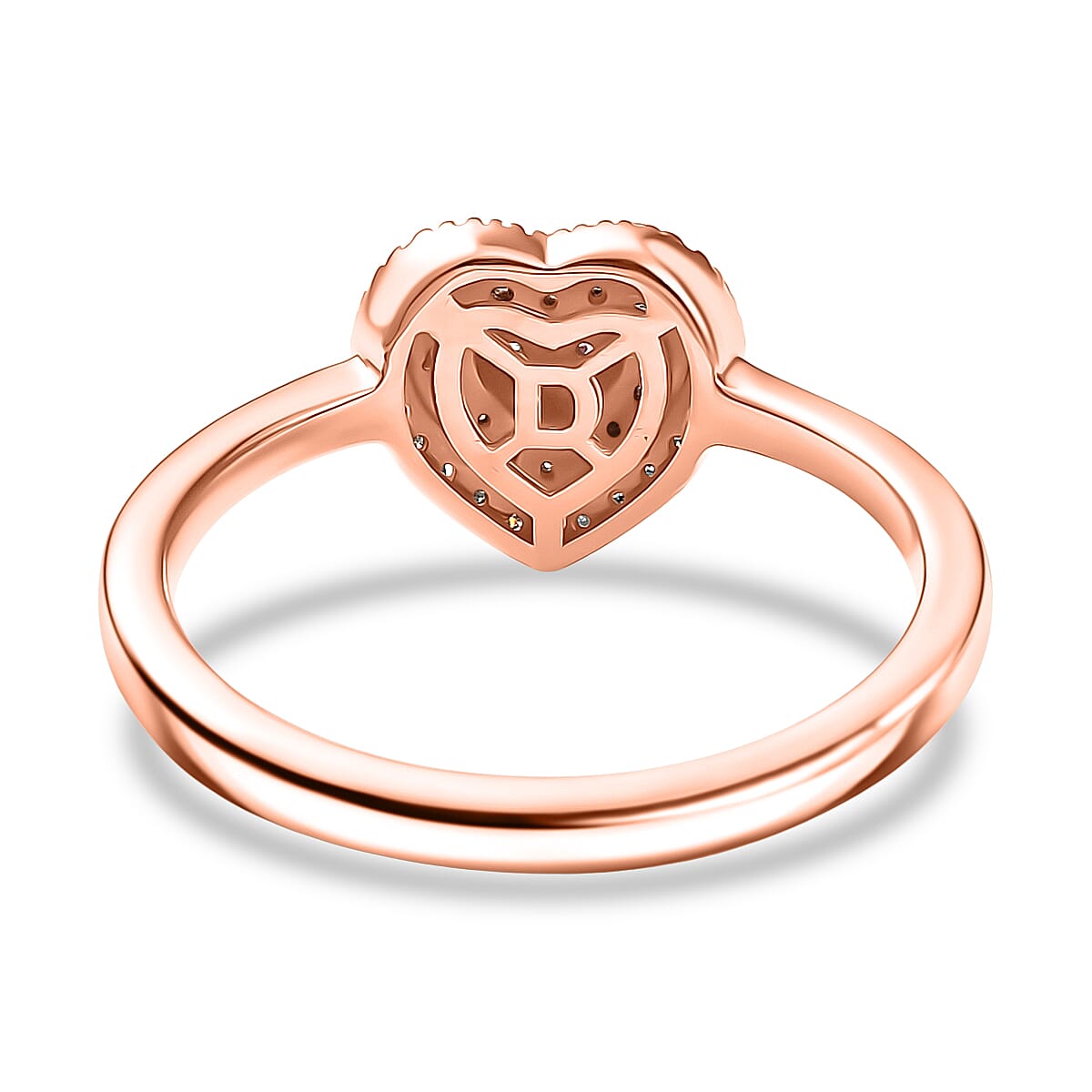 D'Joy  Natural Pink and White Diamond (I3) Heart Ring in 18K Vermeil RG Over Sterling Silver 0.25 ctw (Size 8.0) image number 4