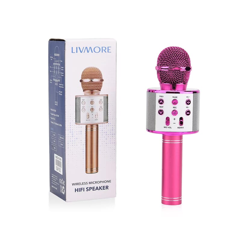 Livmore Mini Karaoke Microphone with Bluetooth - Pink (600mAh)
