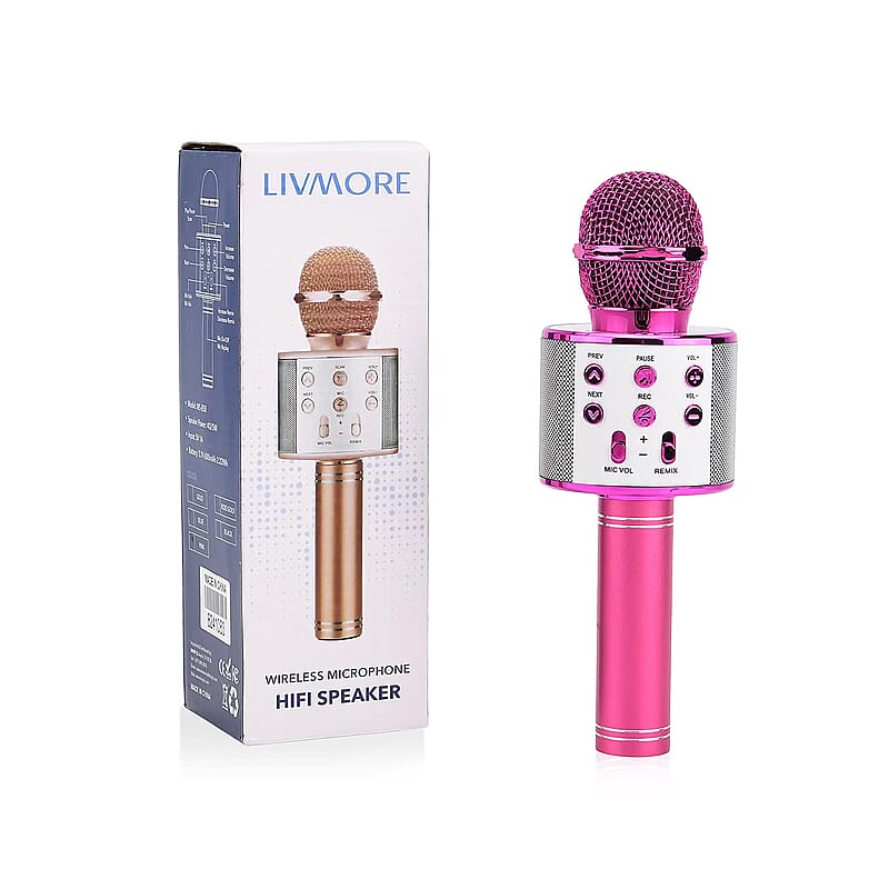 Livmore Mini Karaoke Microphone with Bluetooth - Pink (600mAh)