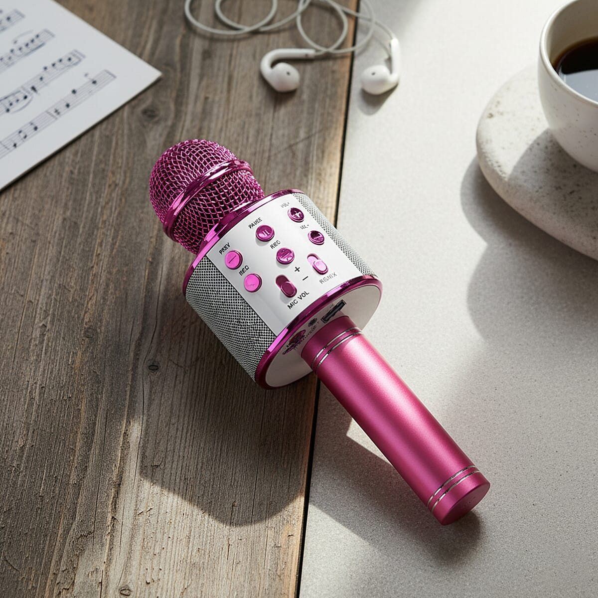 Livmore Mini Karaoke Microphone with Bluetooth - Pink (600mAh) image number 1