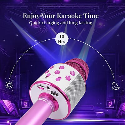 Livmore Mini Karaoke Microphone with Bluetooth - Pink (600mAh)