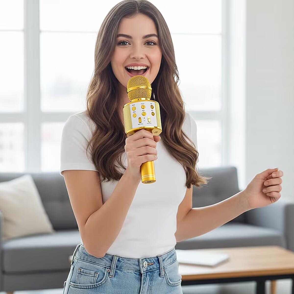 Livmore Mini Karaoke Microphone with Bluetooth - Gold (600mAh) image number 1