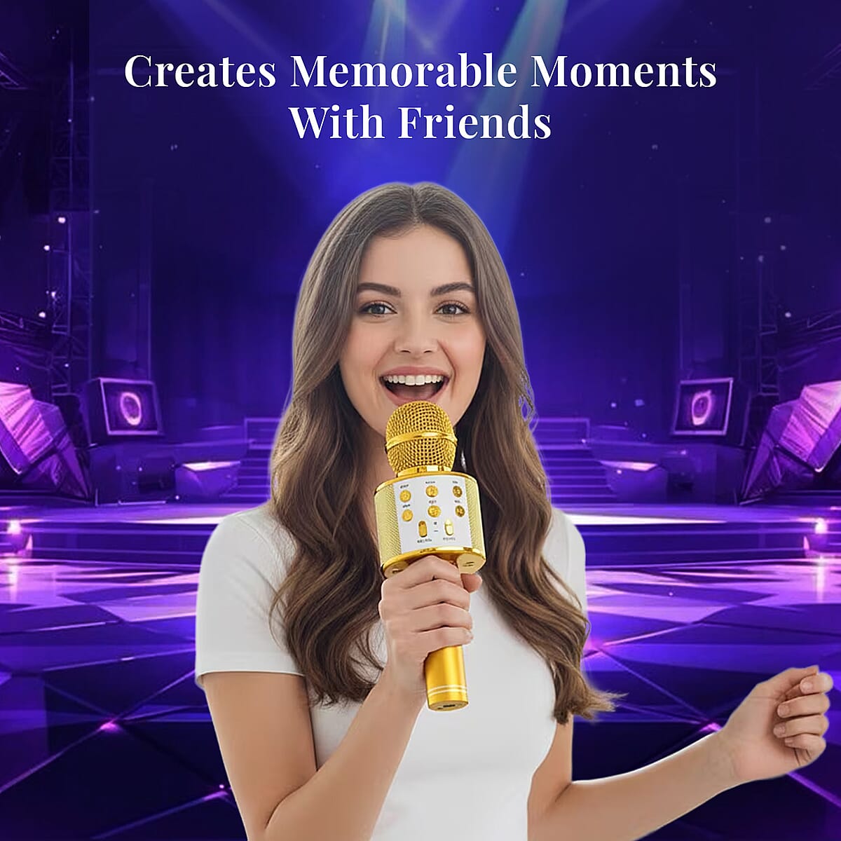 Livmore Mini Karaoke Microphone with Bluetooth - Gold (600mAh) image number 2