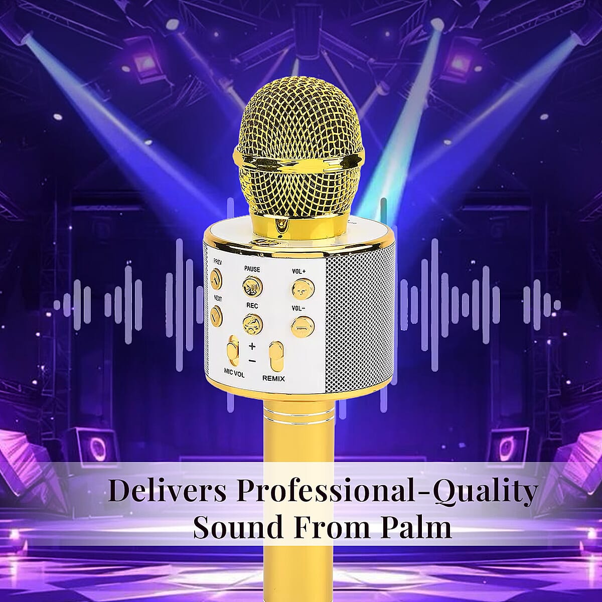 Livmore Mini Karaoke Microphone with Bluetooth - Gold (600mAh) image number 3