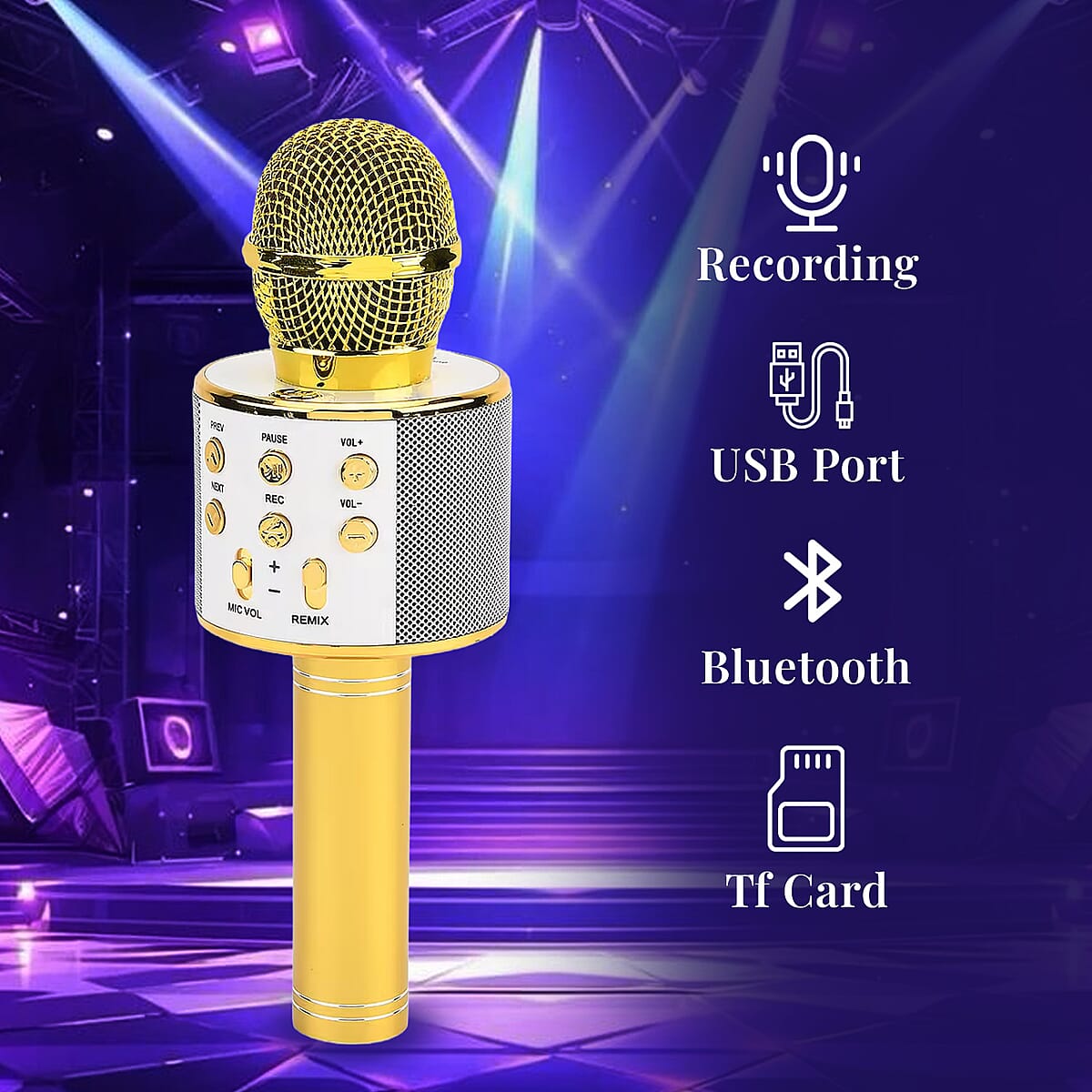 Livmore Mini Karaoke Microphone with Bluetooth - Gold (600mAh) image number 4