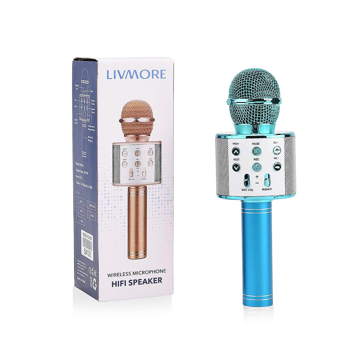 Livmore Mini Karaoke Microphone with Bluetooth - Blue (600mAh) image number 0