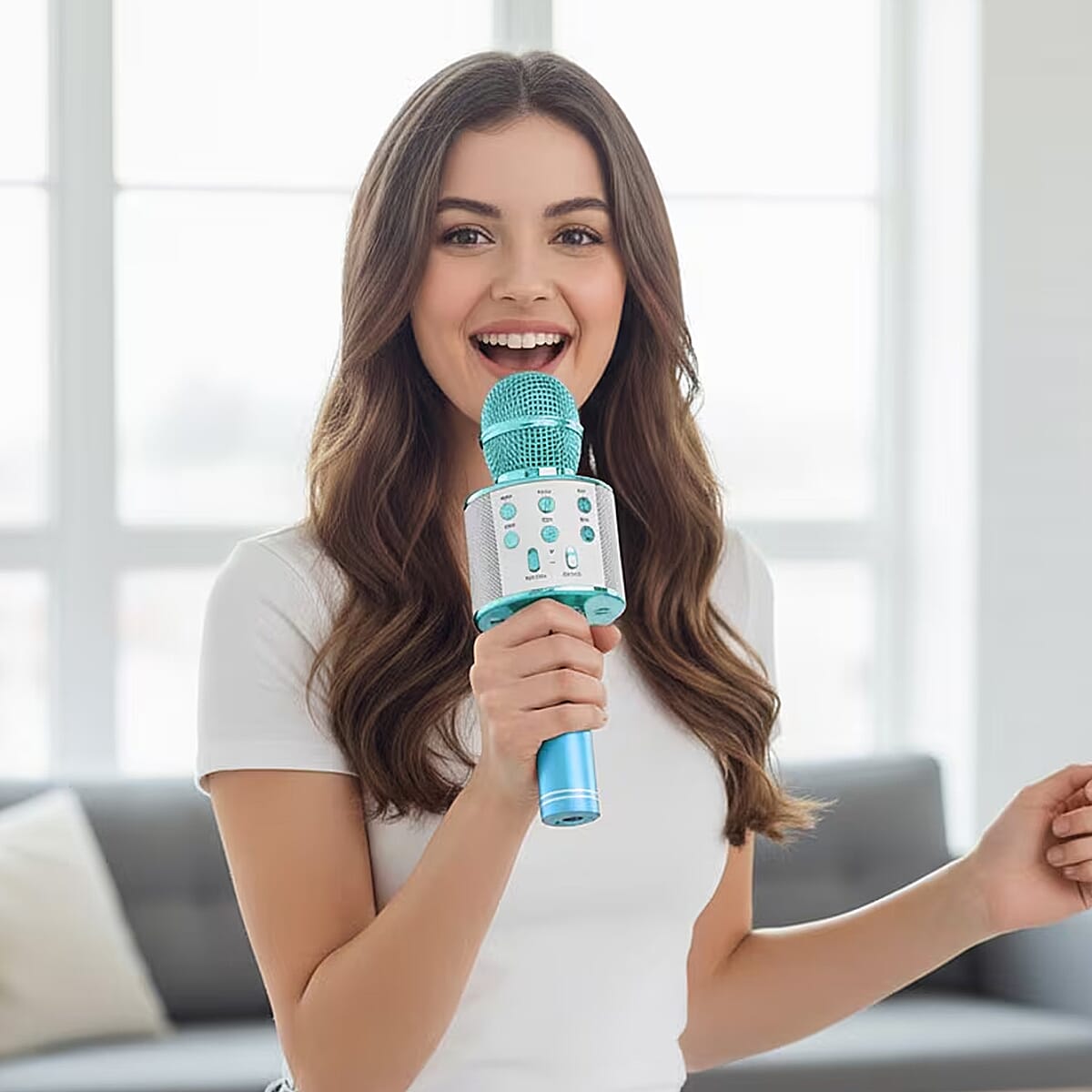 Livmore Mini Karaoke Microphone with Bluetooth - Blue (600mAh) image number 1