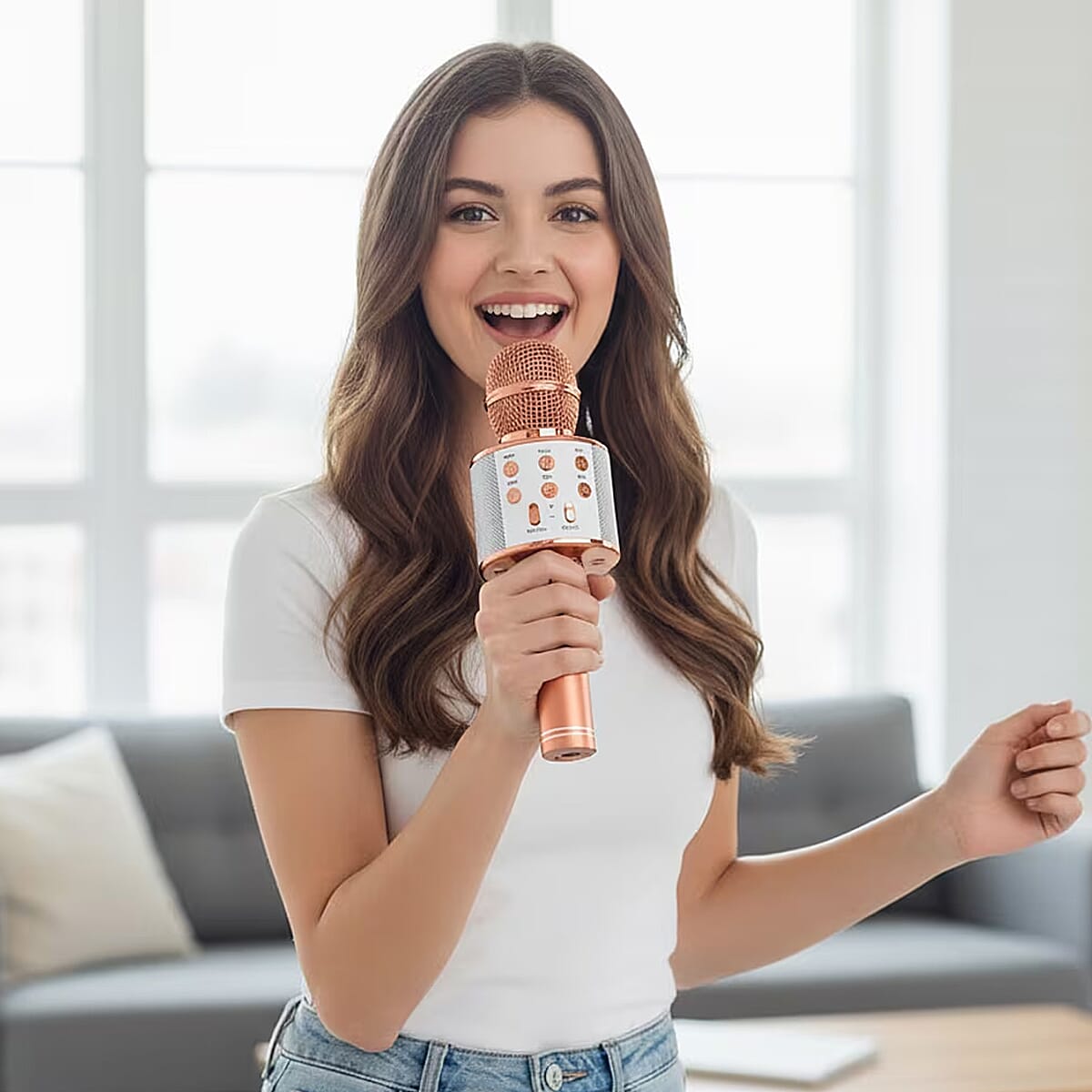 Livmore Mini Karaoke Microphone with Bluetooth - Rose Gold (600mAh) image number 1