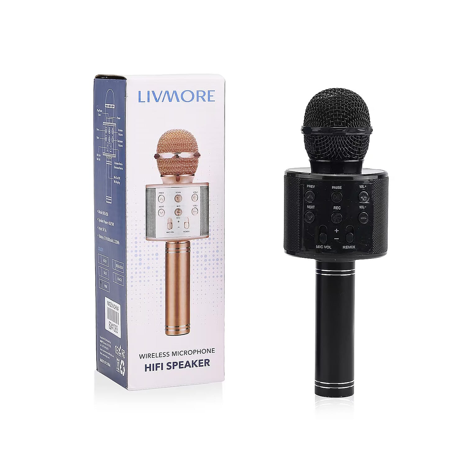 Livmore Mini Karaoke Microphone with Bluetooth - Pink (600mAh)