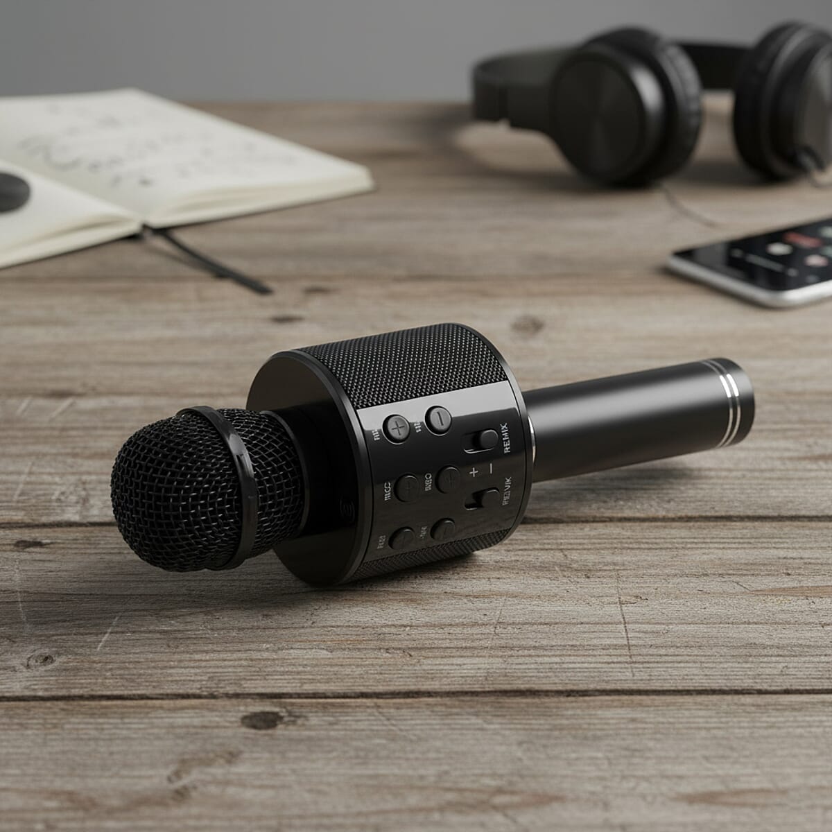 Livmore Mini Karaoke Microphone with Bluetooth - Black (600mAh) image number 2