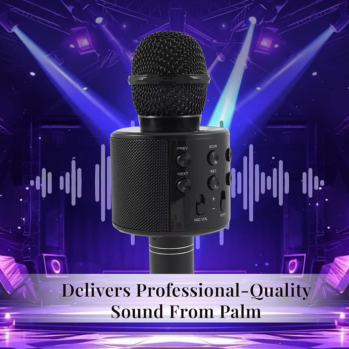 Livmore Mini Karaoke Microphone with Bluetooth - Black (600mAh) image number 3