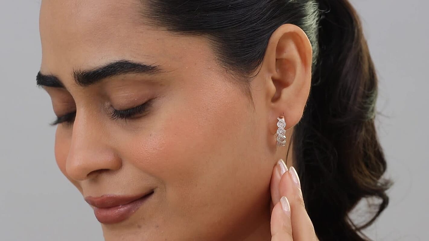 D'Joy Natural Pink and White Diamond I3 0.50 ctw Hoop Earrings in 18K Vermeil Rose Gold Over Sterling Silver