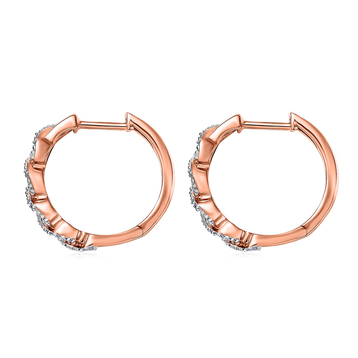 D'Joy Natural Pink and White Diamond I3 0.50 ctw Hoop Earrings in 18K Vermeil Rose Gold Over Sterling Silver