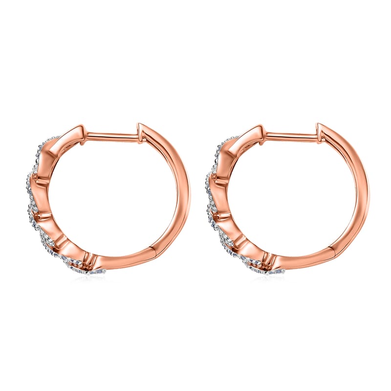 D'Joy Natural Pink and White Diamond I3 0.50 ctw Hoop Earrings in 18K Vermeil Rose Gold Over Sterling Silver