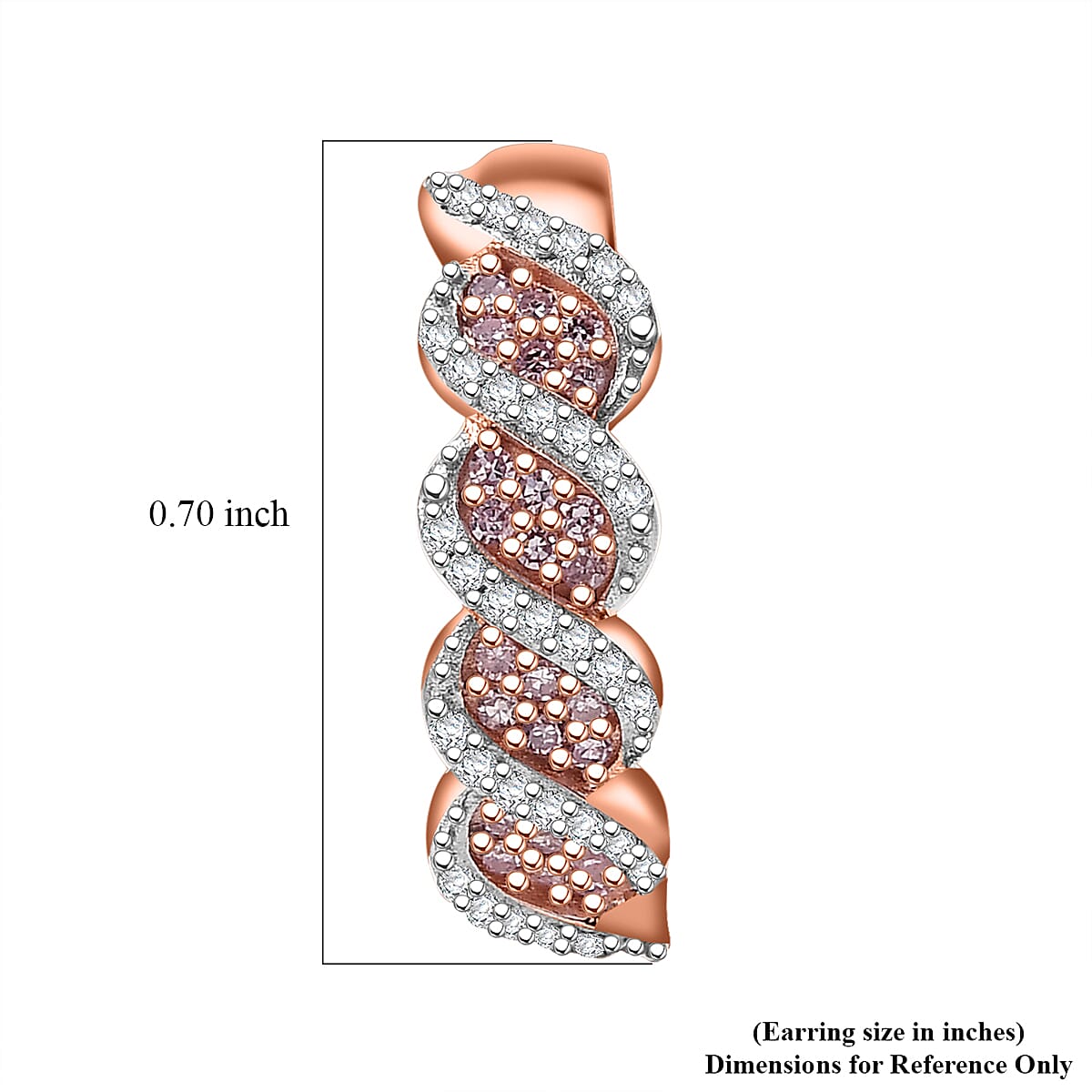 D'Joy Natural Pink and White Diamond I3 0.50 ctw Hoop Earrings in 18K Vermeil Rose Gold Over Sterling Silver
