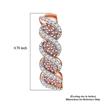 D'Joy Natural Pink and White Diamond I3 0.50 ctw Hoop Earrings in 18K Vermeil Rose Gold Over Sterling Silver