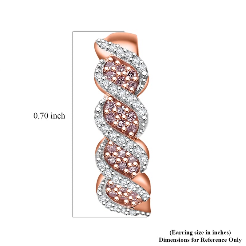 D'Joy Natural Pink and White Diamond I3 0.50 ctw Hoop Earrings in 18K Vermeil Rose Gold Over Sterling Silver