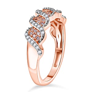 D'Joy Natural Pink and White Diamond I3 0.33 ctw Eternal Swirl Ring in 18K Vermeil Rose Gold Over Sterling Silver (Size 10.0)